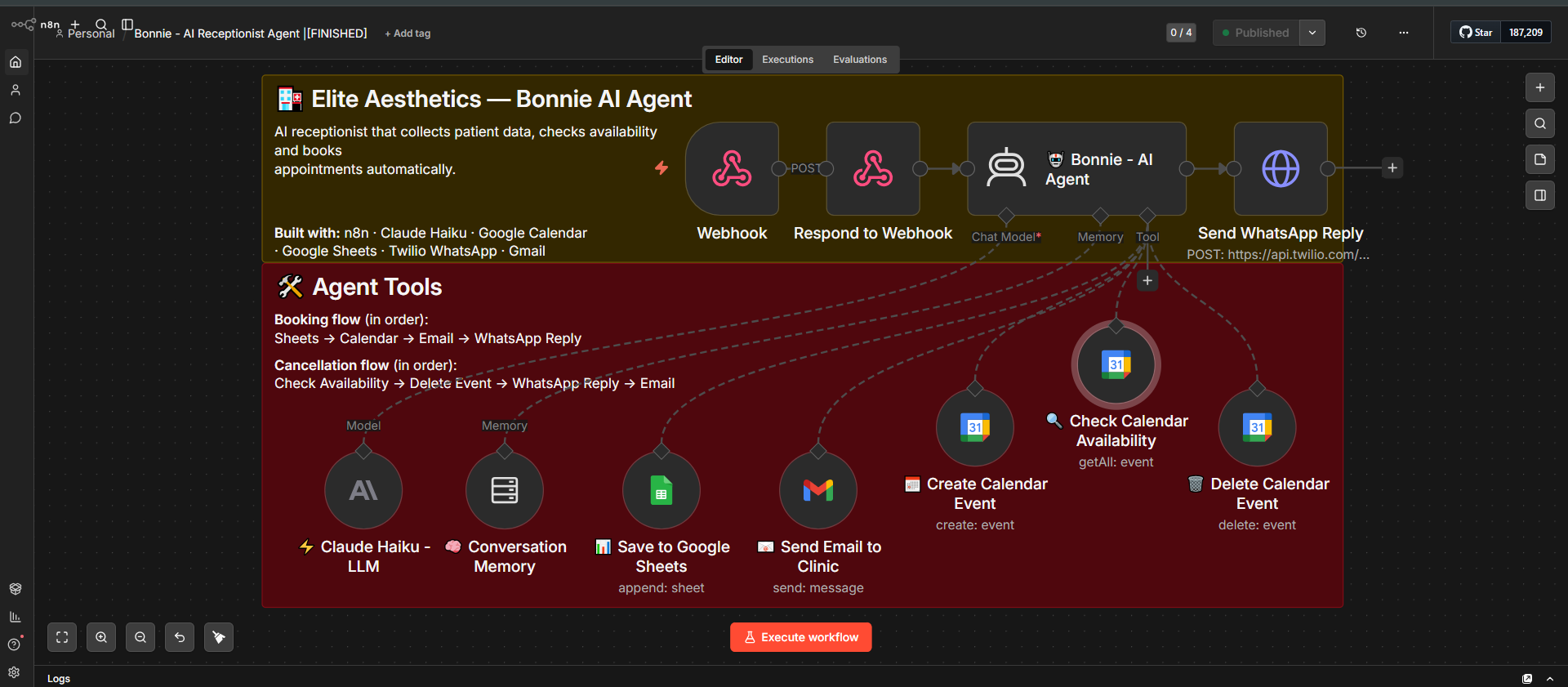 Workflow n8n - Bonnie AI Agent